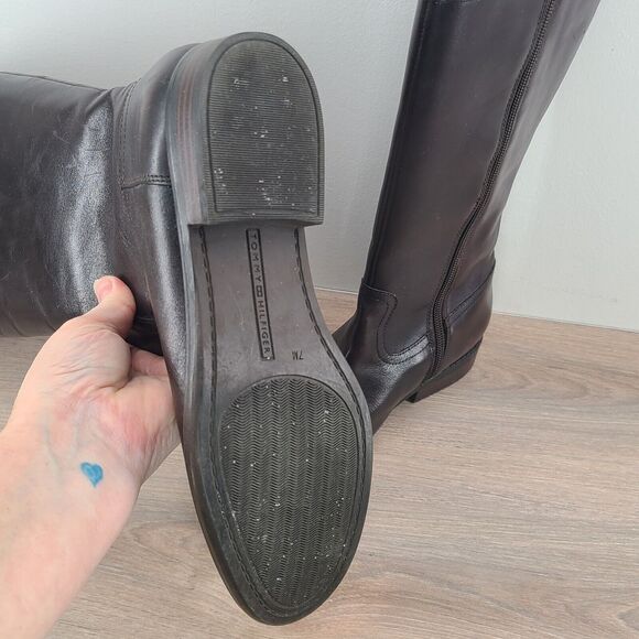 Tommy Hilfiger Women's Imina Dark Brown Leather Riding Boots Size 7 NIB - Picture 4 of 5